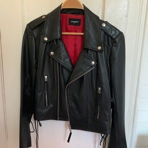 the kooples leather jacket side ties